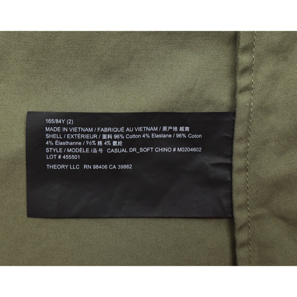 Theory Women's Willow Green Soft Chino Short Sleeve Belted Shirt Dress Sz 2 - Picture 5 of 7